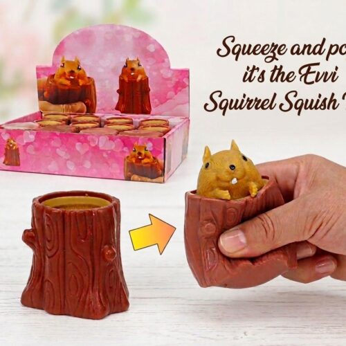Evii Squirrel Tree Stump Squish Toy