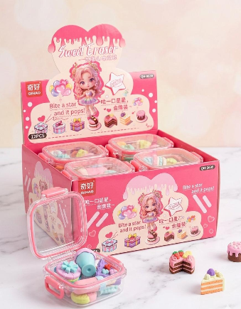 Cute Mini Cake & Pastry Eraser Set