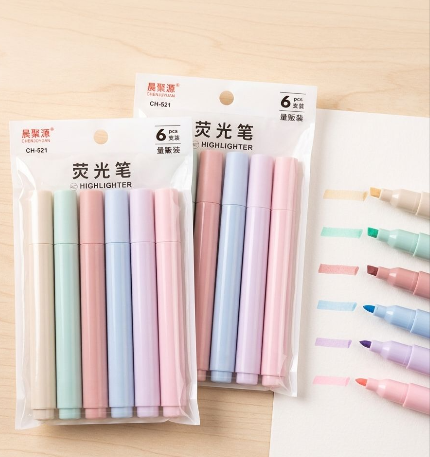 Premium 6-Piece Pastel Matte Highlighters Set