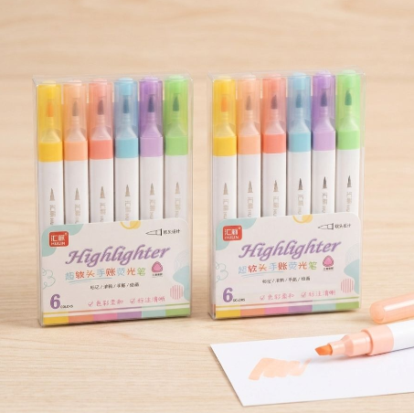 6-Piece Soft Tip Pastel Highlighters Set