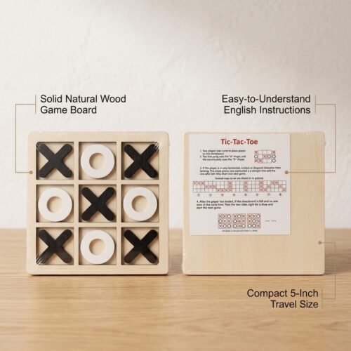 Premium Wooden Tic-Tac-Toe Board Game