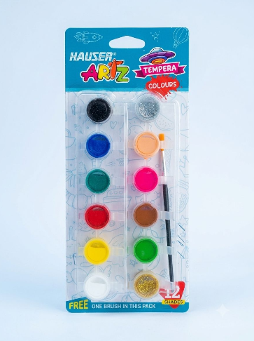 Hauser Tempera Paint Set -12 with Free Painting Brush