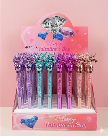 Metallic Unicorn Glitter Gel Pen with Crystal Beads Barrel