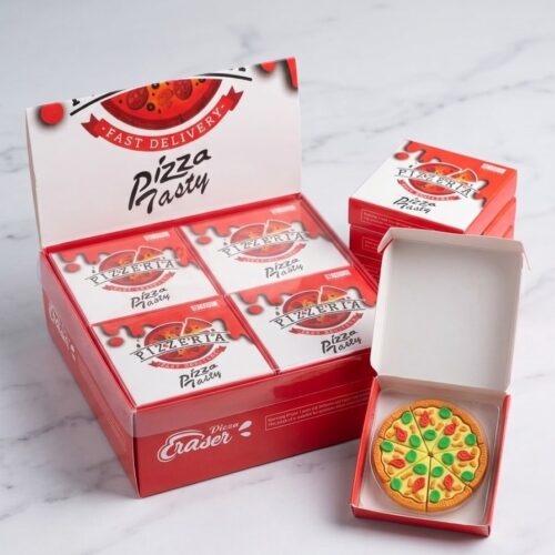 Cute Pizza Slice Eraser Set With Mini Box