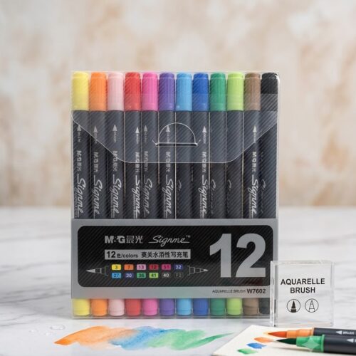 M&G 12 Colors Dual Tip Brush Markers Set