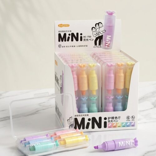 Fluorescent Highlighters Pack of 6 With Plastic Case