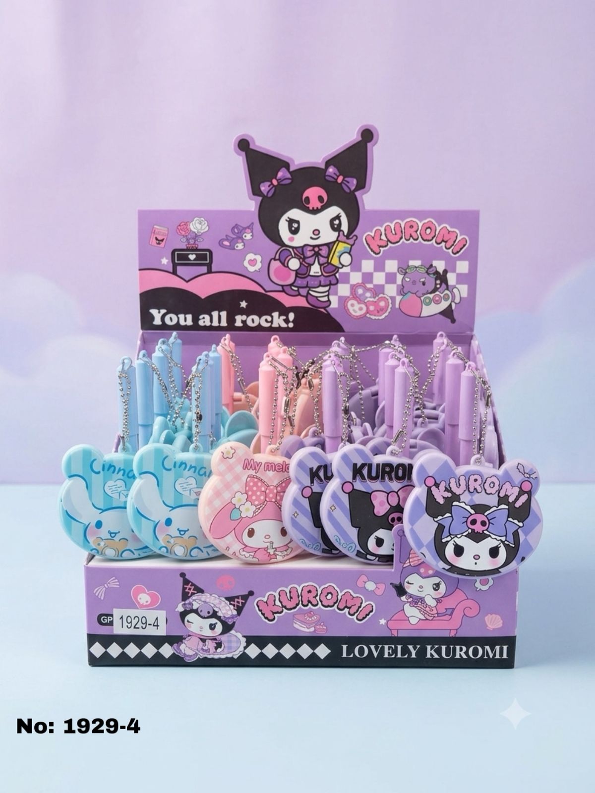 Cute Sanrio Pen with Folding Mirror & Comb Keychain Attachment