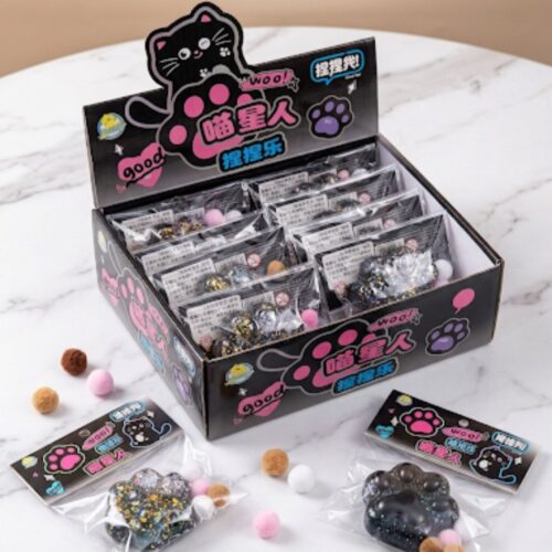 Cute Glittery Cat Paw Squishy Toy - Soft Stress Reliever