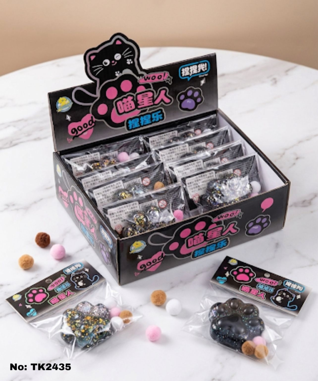 Cute Glittery Cat Paw Squishy Toy - Soft Stress Reliever