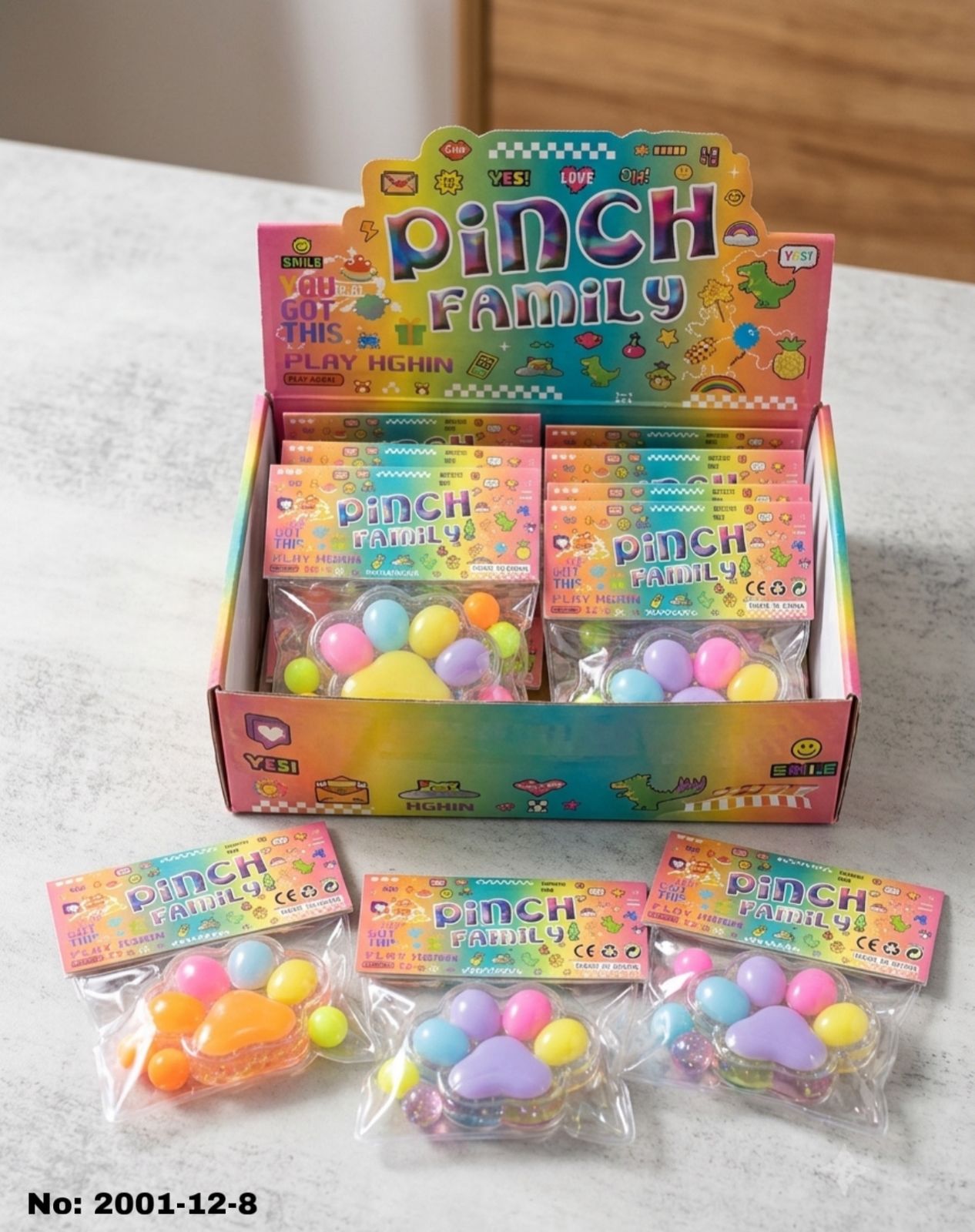 Cute Pinch Family Rainbow Cat Paw Water Beads Squishy Toy
