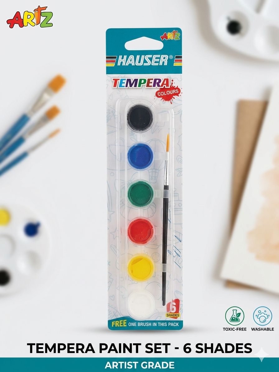 Hauser Tempera Paint Set - 6 with Brush